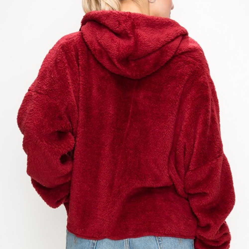 Soft Burgundy Fleeced Hoodie - Picture 4 of 4